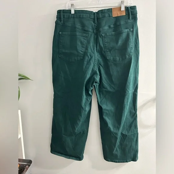 Judy Blue Tummy Control High Rise Wide Crop Denim Jeans | Teal - Picture 5 of 10